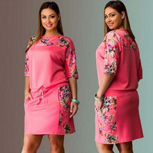 Load image into Gallery viewer, Plus size dresses for women 4xl 5xl 6xl new fashion dresses summer 2020 round neck sleeve print large size fat MM women's dress