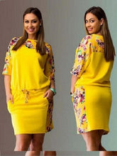 Load image into Gallery viewer, Plus size dresses for women 4xl 5xl 6xl new fashion dresses summer 2020 round neck sleeve print large size fat MM women's dress
