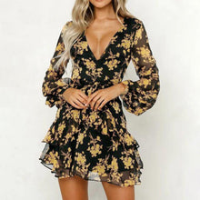 Load image into Gallery viewer, KANCOOLD Dress Womens Floral Leaf Printed Lantern Sleeve Empire Dress Ladies Summer Beach Casual Mini Dress women 2018AUG9